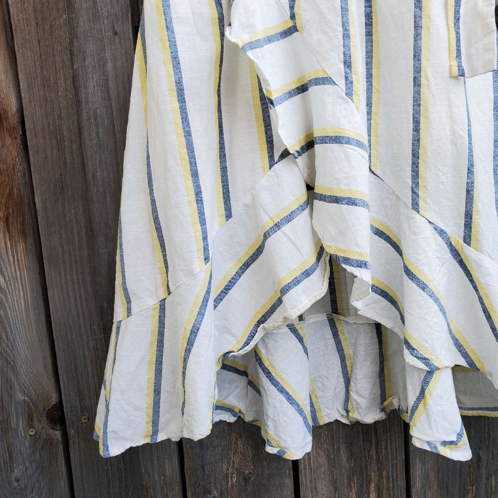 J.O.A Striped Ruffle Faux Wrap Midi Dress - Picture 4 of 8